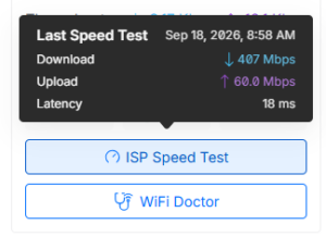 Bild på hastighetstest med 5G+ från Unifi