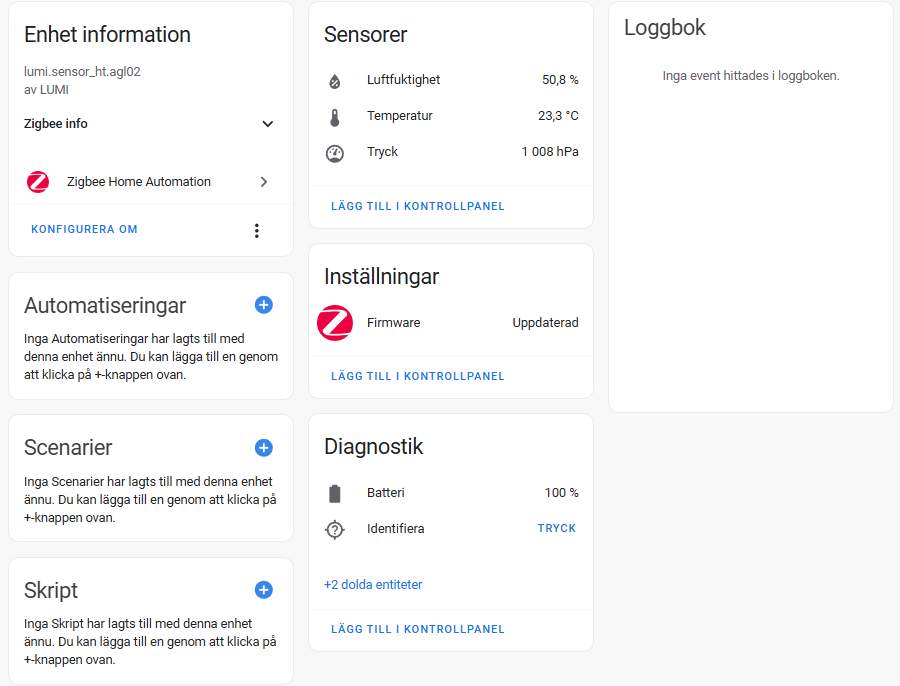 Aqara T1 temperatur i Home Assistant