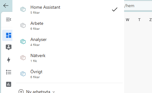 Bild som visar funktionen Arbetsyta i Microsoft Edge