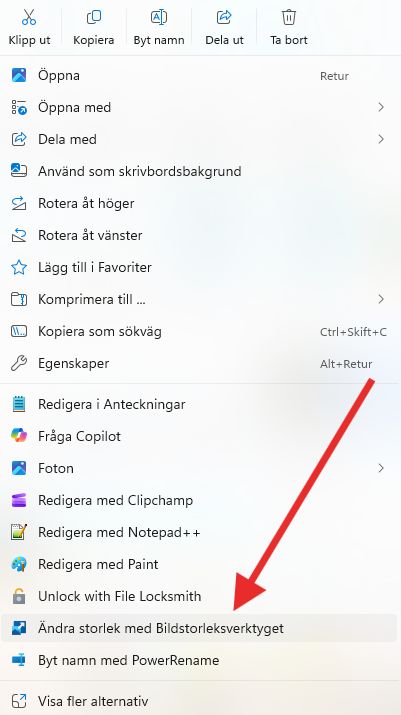 Bild på hur jag ändrar bildstorlek med PowerToys i utforskaren