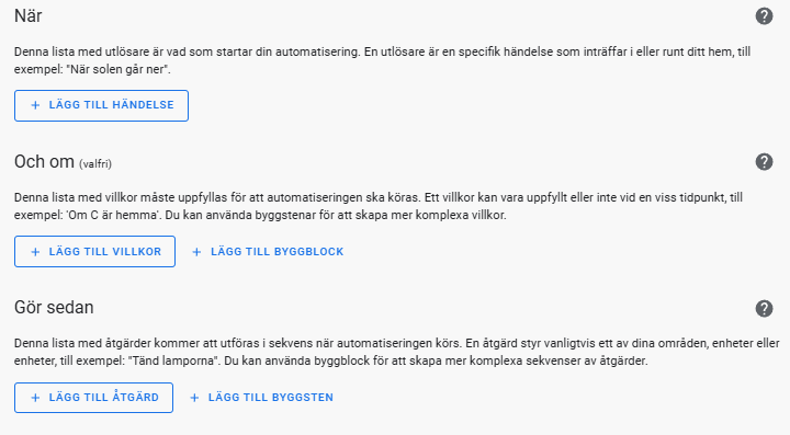 Bild på tom automation i Home Assistant