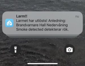 Notis till mobilen när brandlarmet går