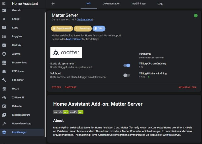 Home Assistant Matter Integration - Teknik i Hemmet