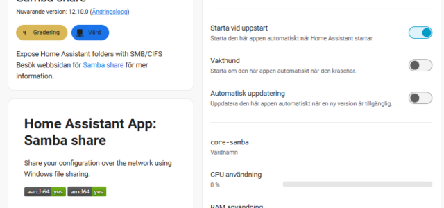 Bild på appen samba share i Home Assistant