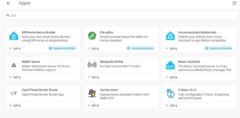 Bild på appar i Home Assistant
