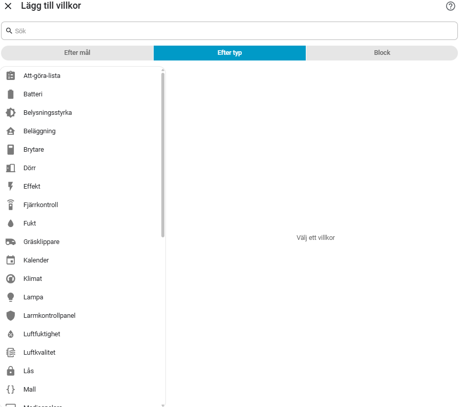 Bild på hur jag lägger till Villkor i Home Assistant automation
