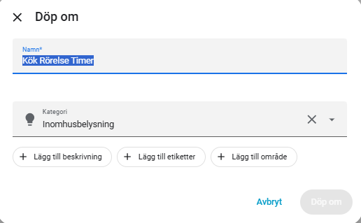 Etiketter och kategori i home assistant automation
