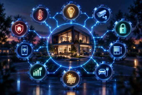 En bild som symboliserar automationer i home assistant för funktioner i smarta hem