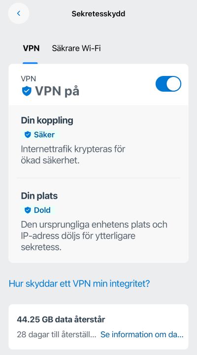 VPN defender i iOS telefon