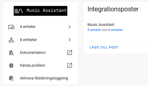 Integration Music Assistant i Home Assistant