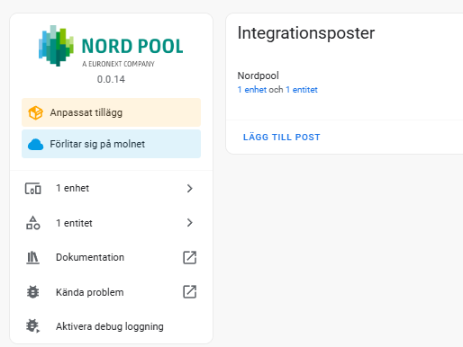 Integration Nordpool i Home Assistant