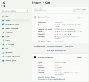 Information om datorn i Om Windows 11