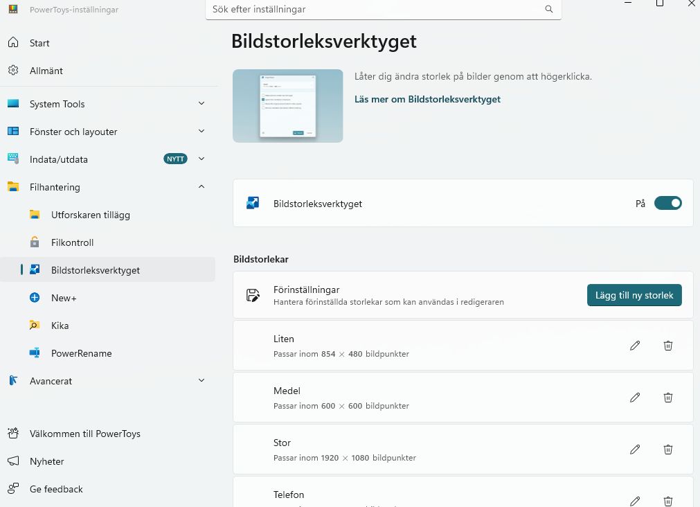 PowerToys med verktyget Bildstorleksverktyget