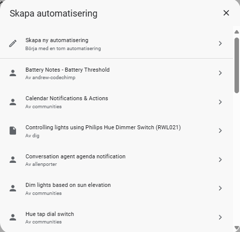 Bild på skapa en automation med Home Assistant