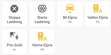 Knappar i Home Assistant Dashboard