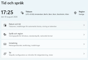Bil på meny tid och språk i Windows 11