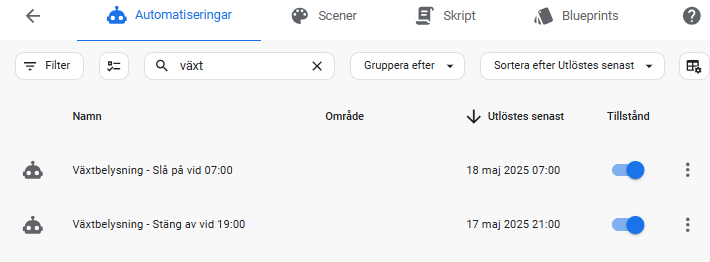 Bild på automation för att styra växtbelysningen