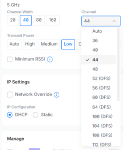 Bild på DFS kanaler på 5GHz bandet