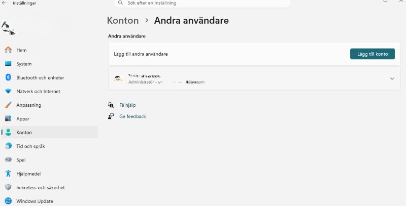Bild på konto i windows 11 andra användare