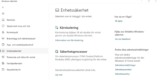 Bild på enhetssäkerhet i Windows 11