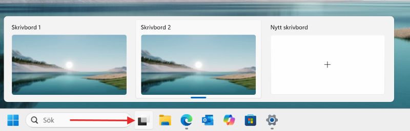 Bild på flera skrivbord i windows 11 så kallade virtuella skrivbord