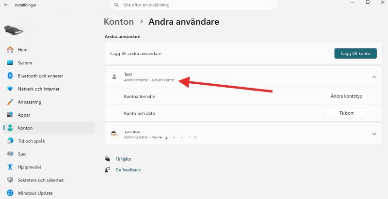 Bild på Skapa ett lokalt konto i windows 11