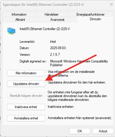 Bild vart jag uppdaterar drivrutiner för mitt nätverkskort i Windows 11