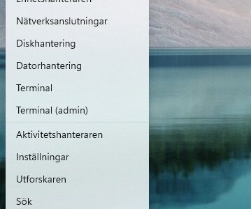 Bild på snabbmeny i windows 11