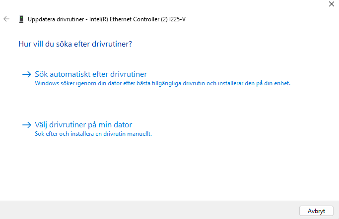 Bild vart jag uppdaterar drivrutiner för mitt nätverkskort i Windows 11