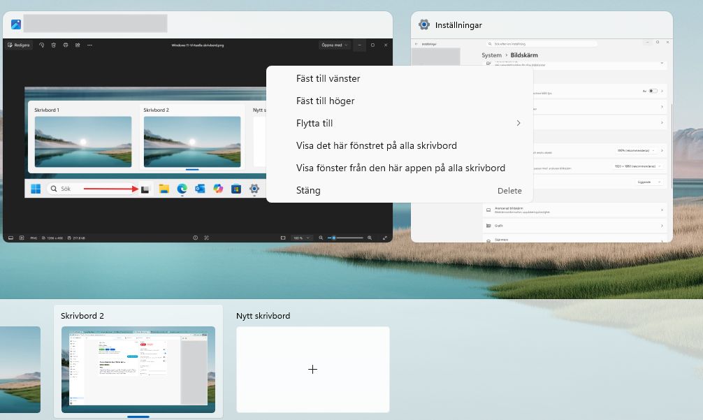 Hur kan jag organiserar flytta appar på olika skrivbord i windows 11?