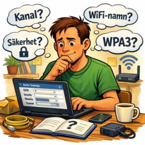 bild på en person som ska börja göra alla inställningar i en router