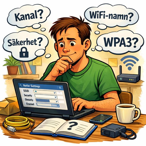 bild på en person som ska börja göra alla inställningar i en router